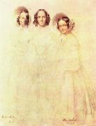 Franz Kruger Portrat der Frau Crelinger mit ihren Tochtern Bertha und Clara oil painting reproduction